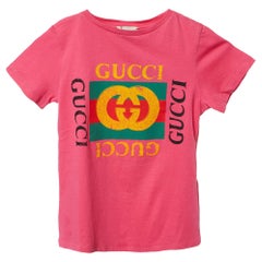 Gucci Kids Pink Logo Print Cotton T-Shirt 5Yrs