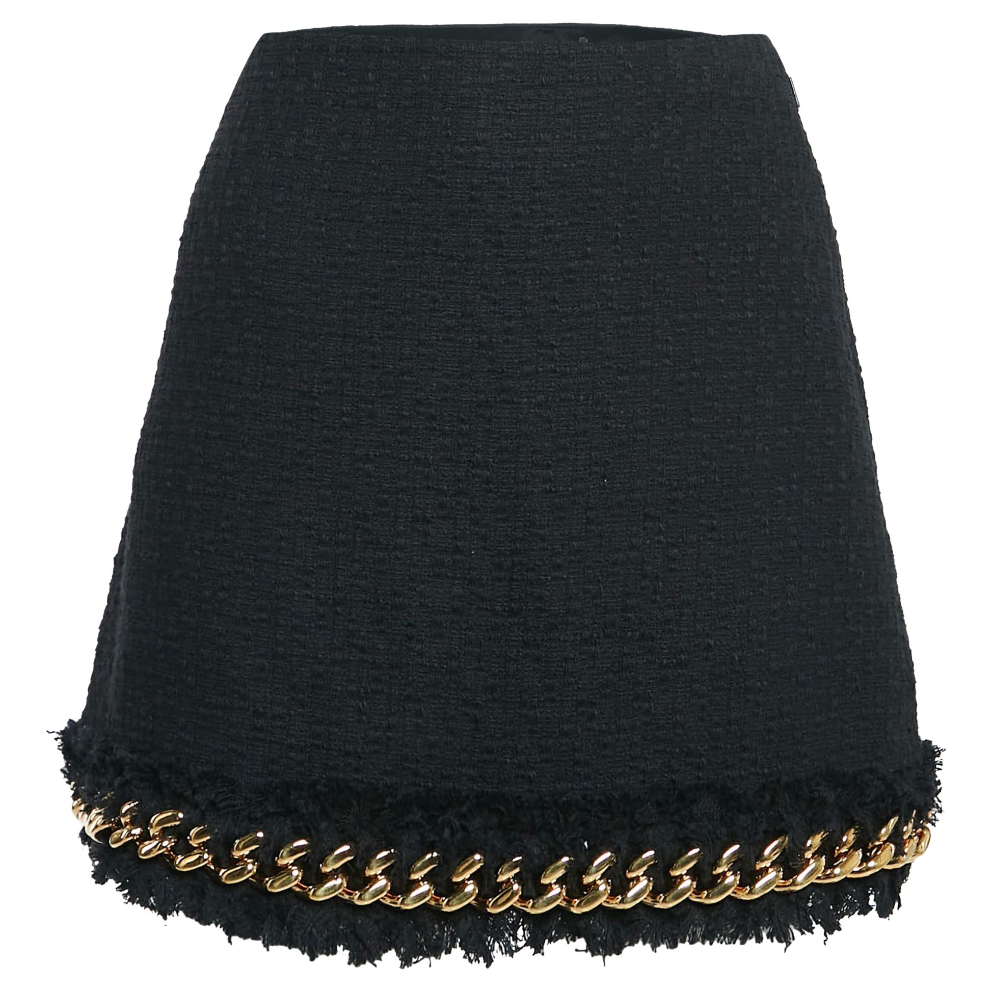 Versace Gonna con inserto a catena in tweed nero M.