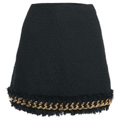 Versace Black Tweed Chain Insert Mini Skirt M