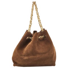 Nanushka Brown Suede The Gather Bucket Bag
