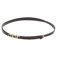 Carolina Herrera Dark Brown Leather CHHC Double Wrap Slim Belt