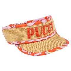 Emilio Pucci Visiera ricamata con logo Vetrate Beige S