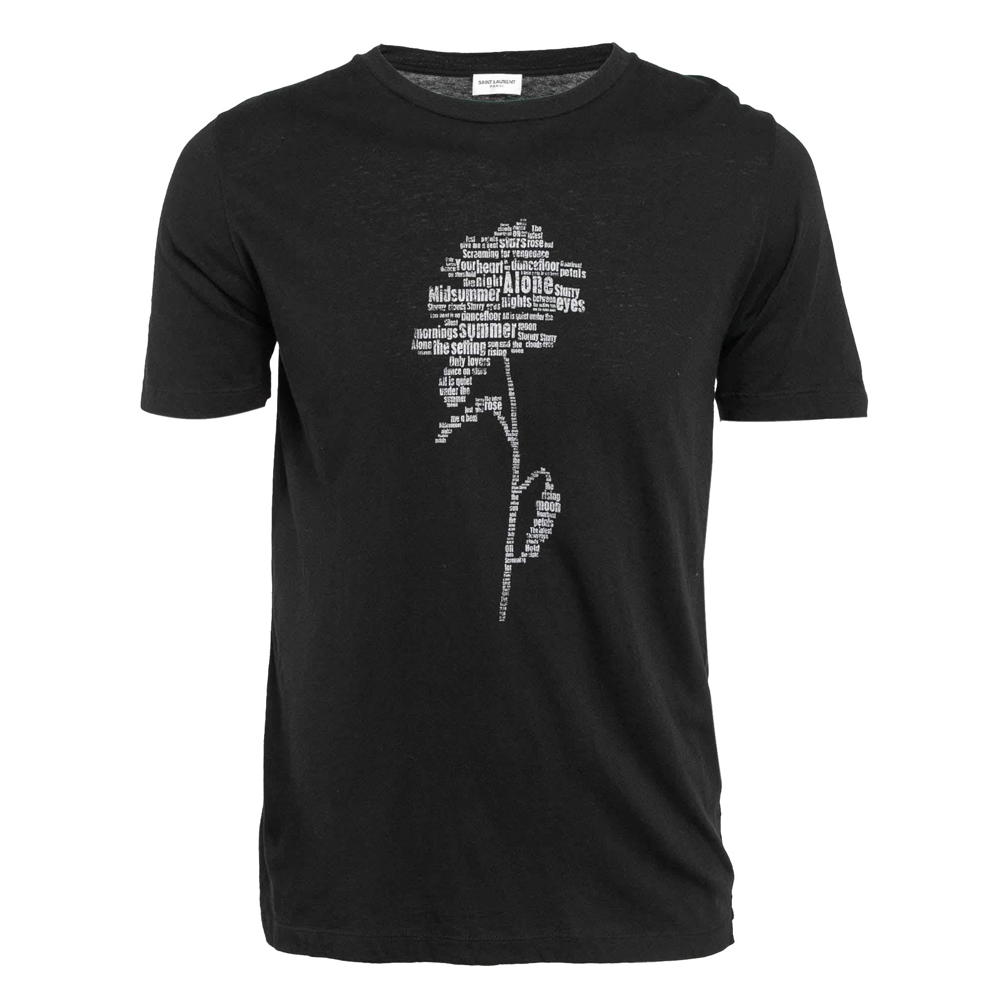 Saint Laurent Paris - Maglietta in jersey con stampa rosa nera XS