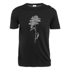 Saint Laurent Paris Schwarzes T-Shirt aus Jersey mit strukturiertem Rosendruck XS