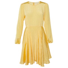 Maje Gelbes Mini-Schlagkleid aus strukturiertem Krepp L