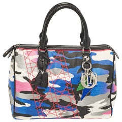 Dior Pink Camouflage Canvas and Leather Anselm Reyle For Dior Boston Bag