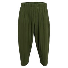 Issey Miyake Homme Plisse Olive Green Knit Pleated Trousers S