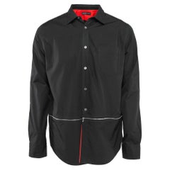 Alexander McQueen - Camicia in cotone nero con dettaglio zip XL