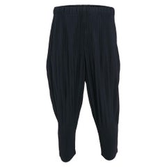 Issey Miyake Homme Plisse Navy Blue Knit Pleated Trousers S