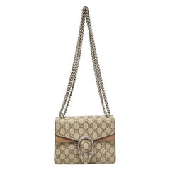 Gucci Beige GG Supreme Canvas and Suede Mini Dionysus Shoulder Bag