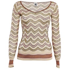 M Missoni Chevron Chevron Knit V-Neck Sweatshirt S