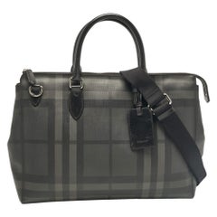 Burberry Black/Smoke Check Coated Canvas Laptop Bag
