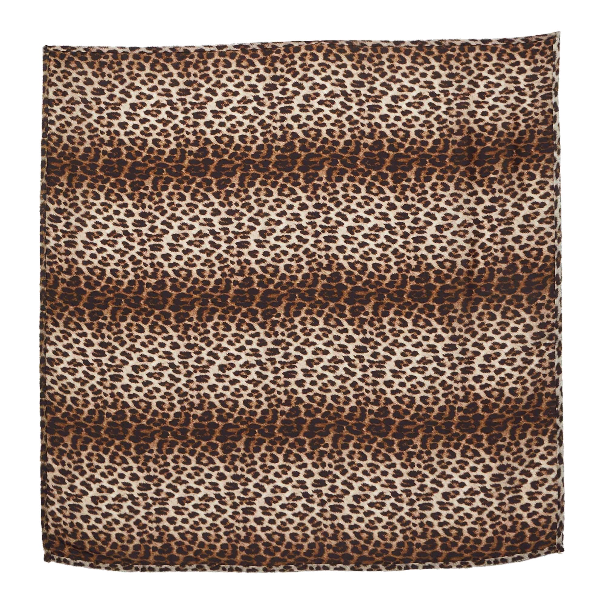 Lanvin Brown Animal Print Satin Square Scarf For Sale