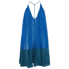 Fendi Blue/Green Textured Crepe Halter Neck Top S