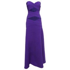 Tadashi Shoji Lila Pailletten verziertes trägerloses Jersey-Kleid L