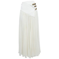 Lanvin Falda Envolvente con Triple Hebilla de Gasa Blanca S