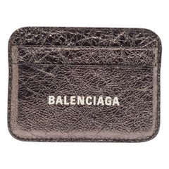 Balenciaga Metallic Leather Logo Card Holder