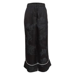Off-White Seasonal Pantalones de pernera ancha en jacquard de satén negro M