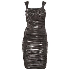 Norma Kamali Metallic Lame Stretch Jersey Ruched Midi Dress XXXS