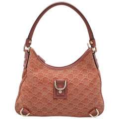 Gucci Pink Guccisssima Suede Abbey D-Ring Hobo