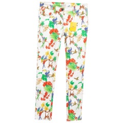 Etro Weiße Skinny Jeans aus Denim mit Dschungeldruck und S-Taille 27''