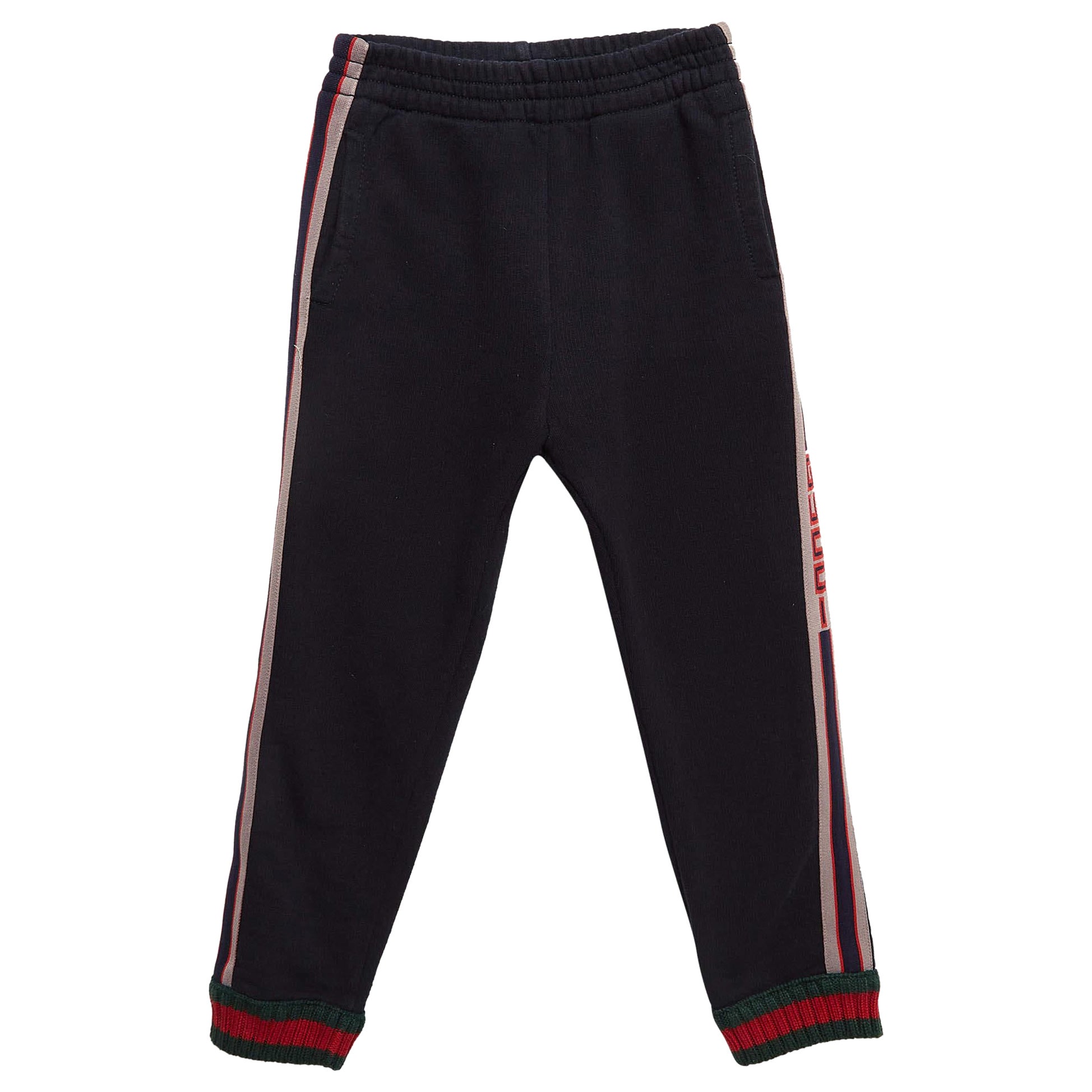 Gucci - Pantaloni da ginnastica con dettaglio a nastro in cotone blu navy con logo - 6 anni