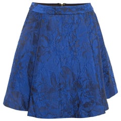 Alice + Olivia Minifalda Plisada Jacquard Floral Azul S