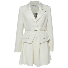 Self-Portrait Cream Boucle Tweed Tailored Mini Dress L