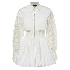 David Koma White Cotton Tulle Paneled Skater Dress M