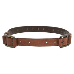 Gianfranco Ferre Brown Leather Adjustable Buckle Belt 70CM