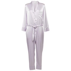 Nanushka Light Purple Satin Belted Yuma Jumpsuit L