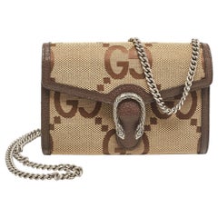 Gucci Brown/Beige Jumbo GG Canvas Dionysus Wallet On Chain