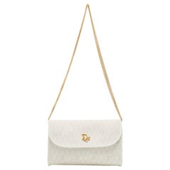 Dior White Honeycomb Monogram Coated Canvas und Leder Kette Clutch