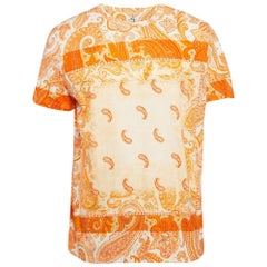 Etro Orange Paisley Print Cotton Jersey Round Neck T-Shirt L