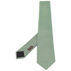 Hermes Green H Love Jacquard Silk Tie