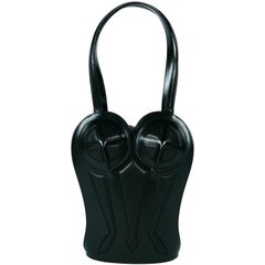 Jean Paul Gaultier Rare 1998 Iconique Bustier en cuir noir Sac à main