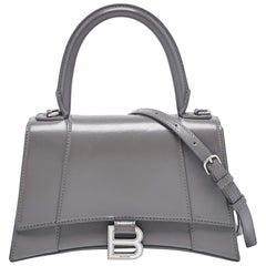 Balenciaga Grey Leather Small Hourglass Top Handle Bag