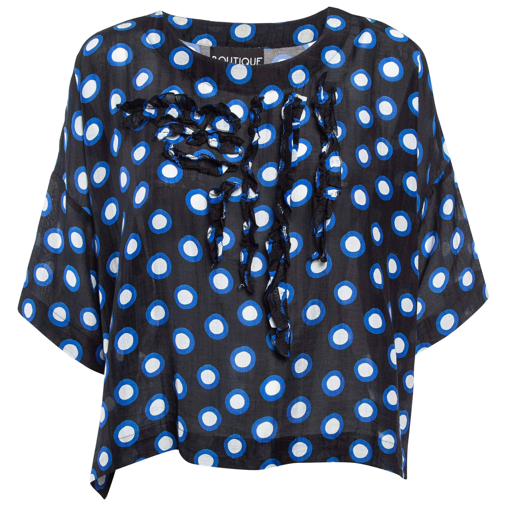 Boutique Moschino Stampa Dot Nero Cotone Oversized Cropped Top S