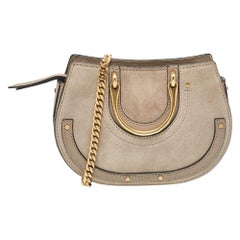 Borsa Chloe in pelle grigia e pelle scamosciata Mini Pixie Signature Belt