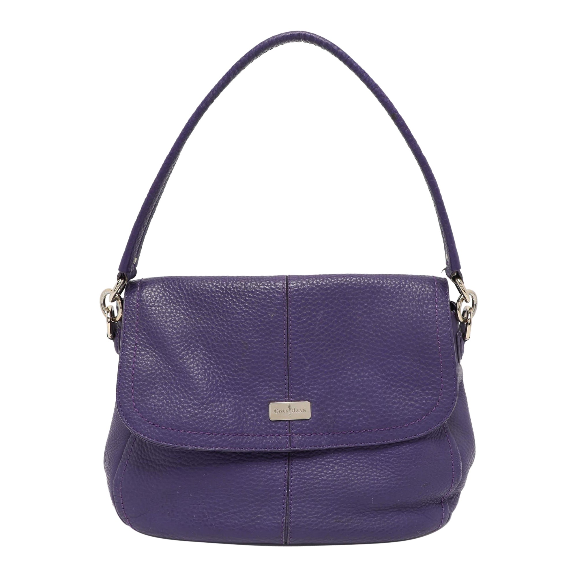 Cole Haan Purple Leather Flap Crossbody Bag For Sale