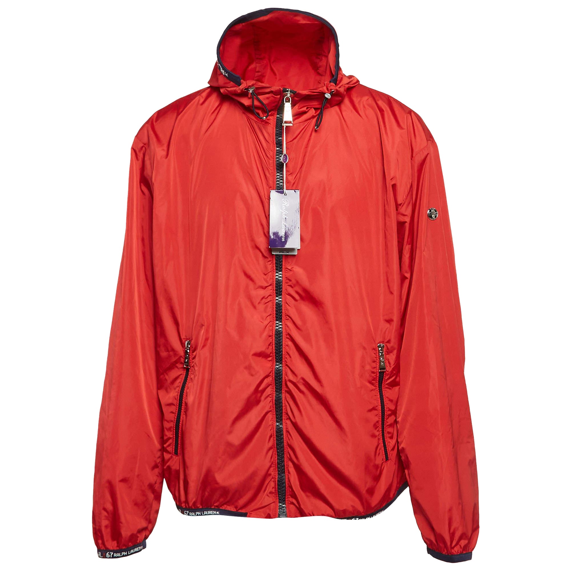 Ralph Lauren Purple Label Sudadera cortavientos sintética roja con cremallera XL
