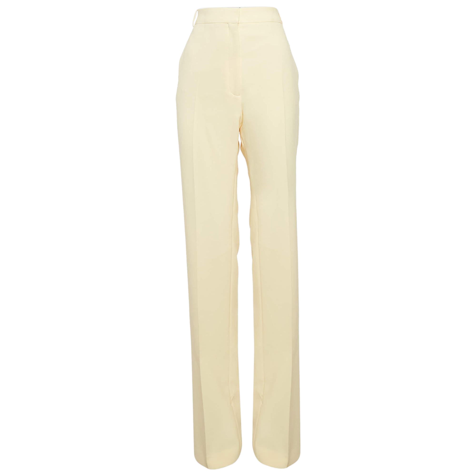 The Attico Pantalon droit en crêpe extensible jaune pastel L
