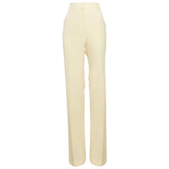 The Attico Pastel Yellow Stretch Crepe Straight Leg Trousers L