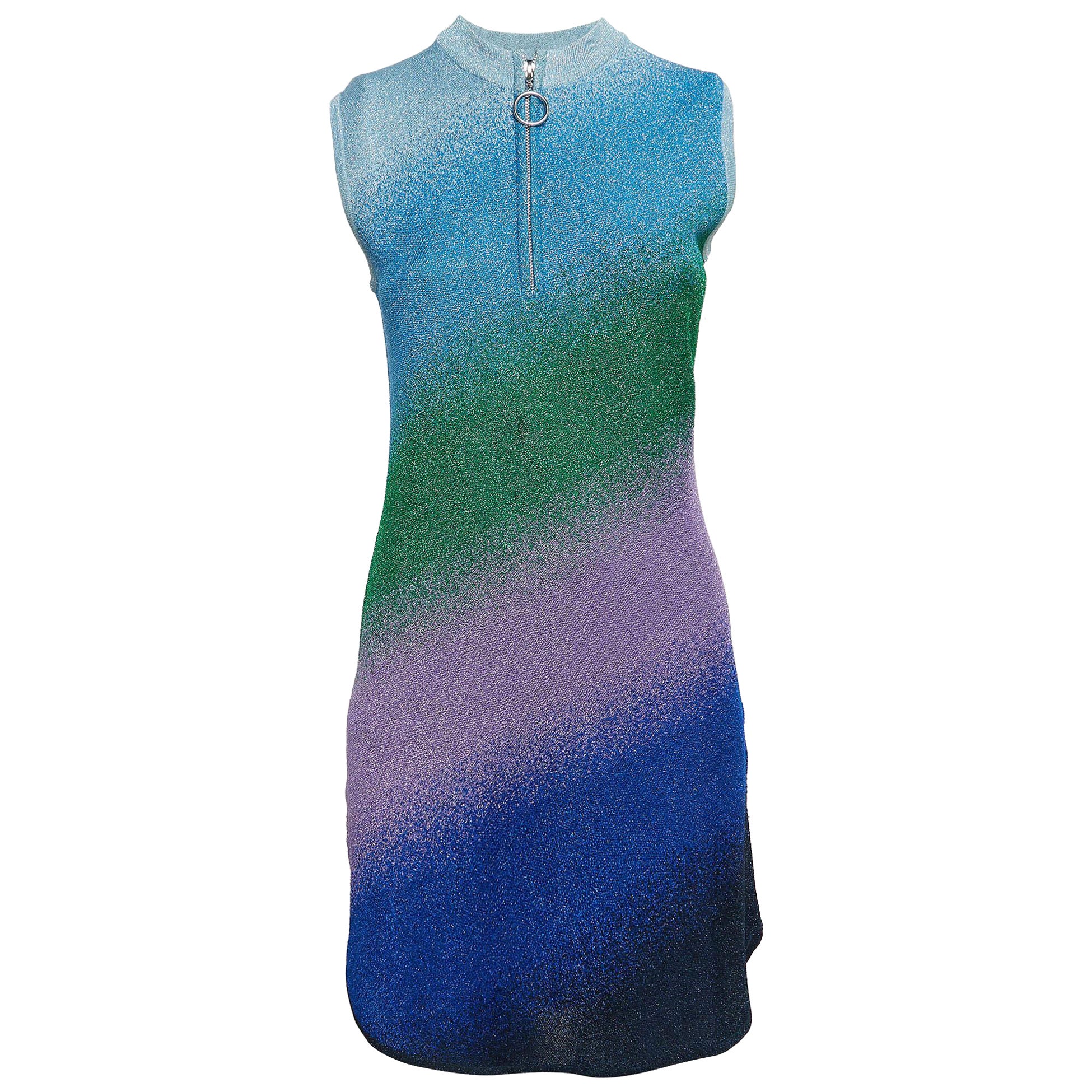 Maje Multicolor Lurex Knit Sleeveless Mini Dress M For Sale