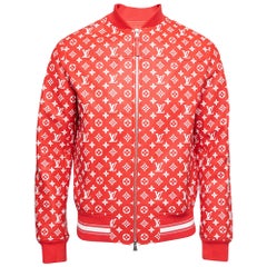 Louis Vuitton X Supreme Red Monogram Leather Bomber Jacket M