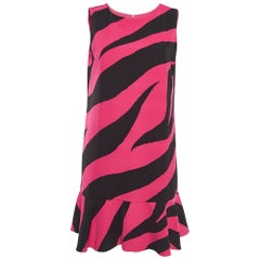 Boutique Moschino Vestito senza maniche in jersey con stampa zebrata rosa/nero M.