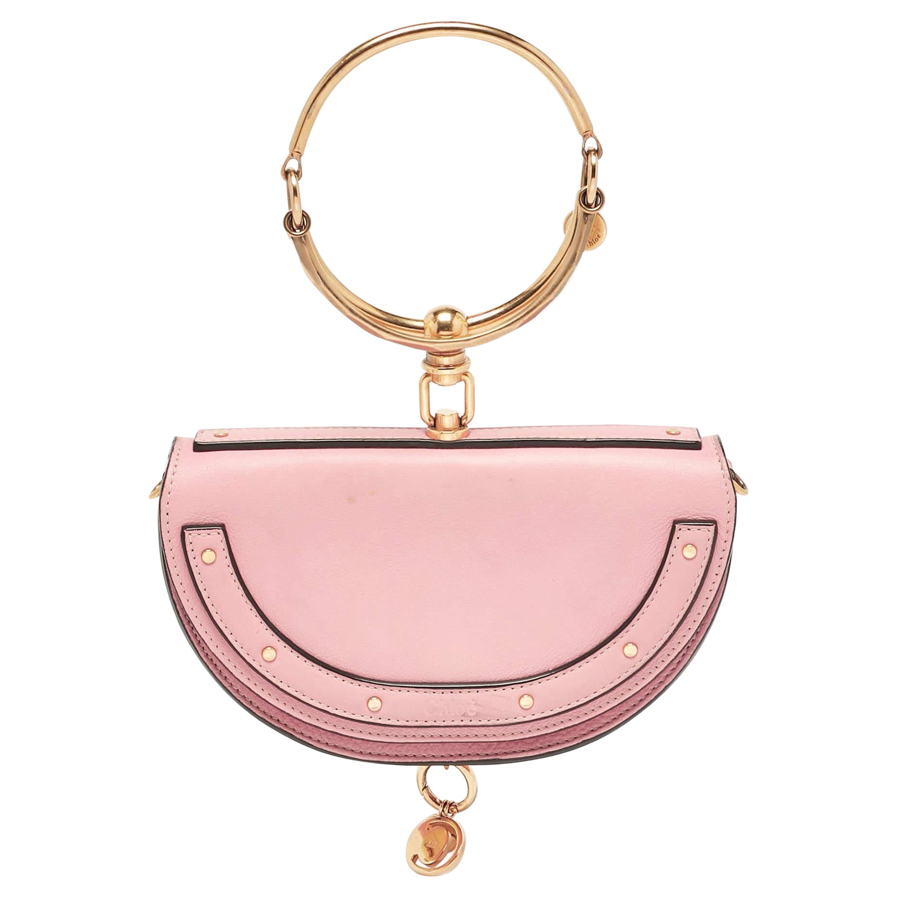 Chloe Pink Leather Small Nile Bracelet Minaudiere Crossbody Bag