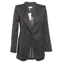 Max Mara Negro Lunares Estampado Ramie Pittore Blazer M