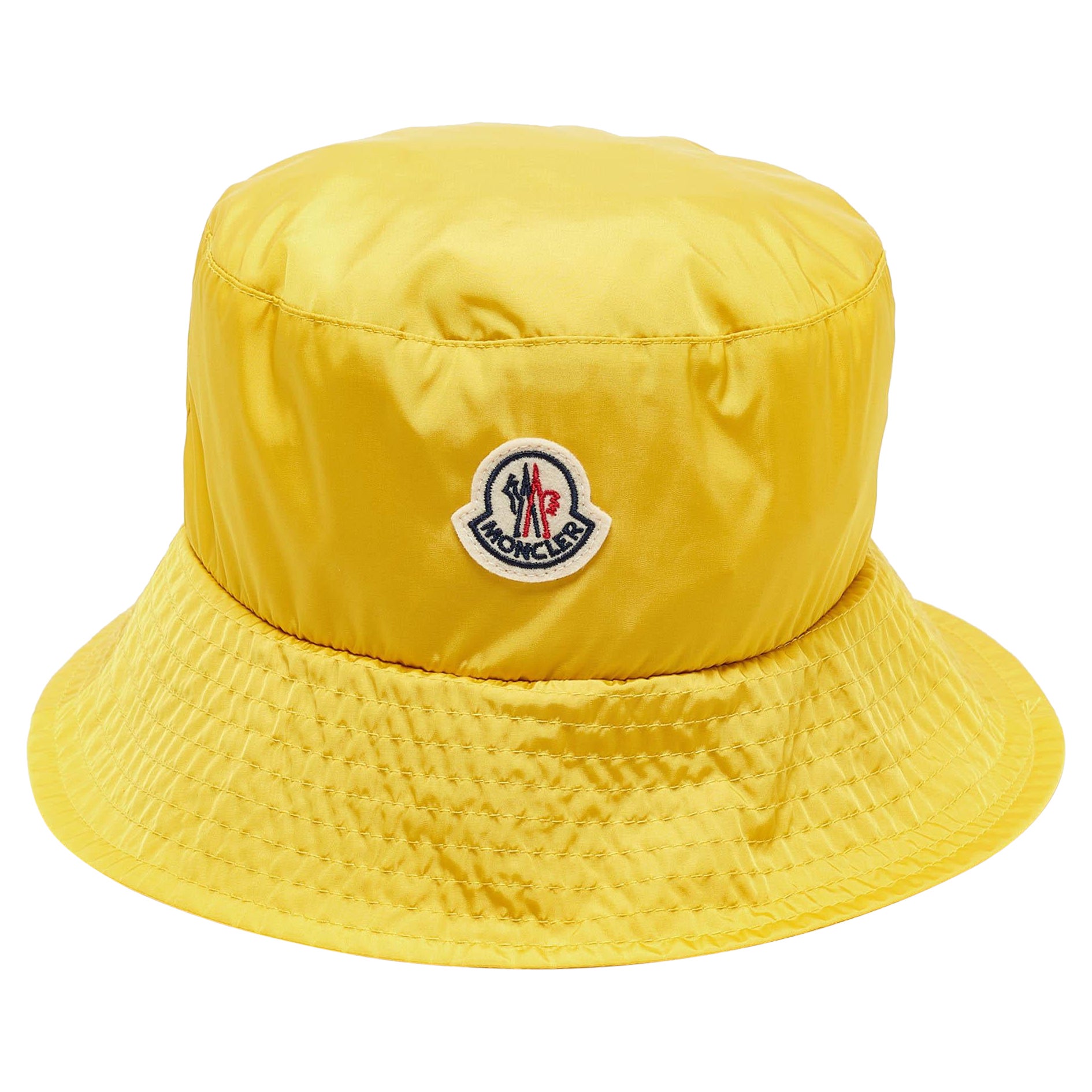 Moncler Yellow Logo Patch Nylon Bucket Hat M