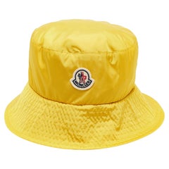 Moncler Yellow Logo Patch Nylon Bucket Hat M